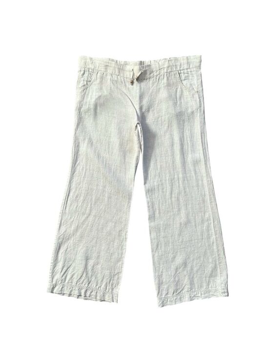 ecoSkin Pants - ecoSkin 100% Linen High Rise Wide Leg Pants Natural Beige Size Large